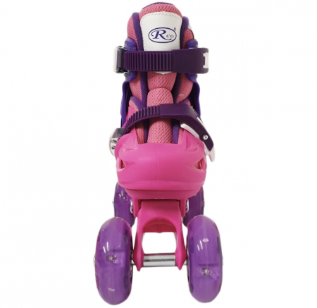 Set Role reglabile Fucsia 4 roti luminoase Casca protectie [4]