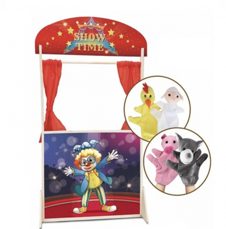 Set Teatru de Papusi cu 4 Figurine 57x20x104cm, 3+ ani [1]