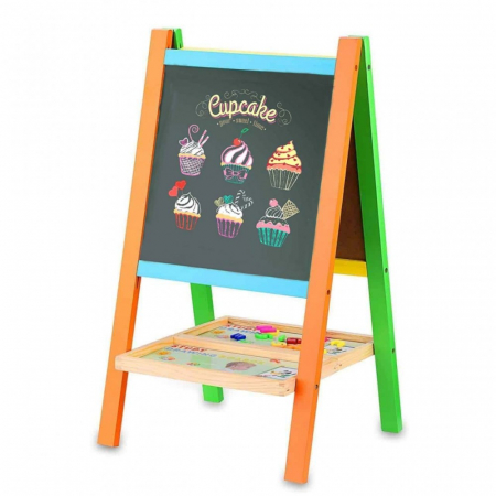 Tabla Magnetica cu Doua Fete, cu Litere, Cifre,Tetris si accesorii, 65 x 37 cm, din lemn [1]