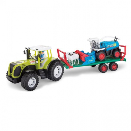 Masinute si Trenulete din Lemn - Tractor cu Remorca Masina de Treierat & Sunet