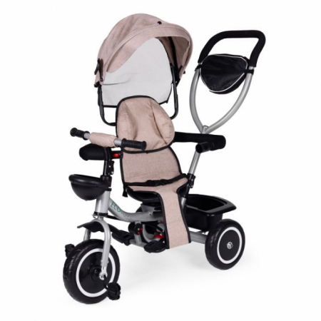 Tricicleta 2 in 1 pentru copii, scaun rotativ 360°, roti din spuma EVA, Ecotoys WQL-066-52 - Bej [6]