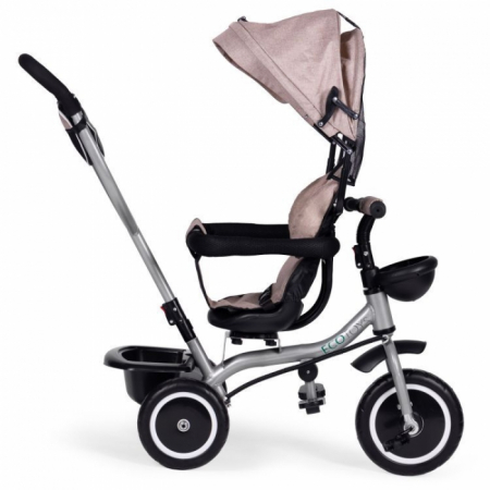 Tricicleta 2 in 1 pentru copii, scaun rotativ 360°, roti din spuma EVA, Ecotoys WQL-066-52 - Bej [5]