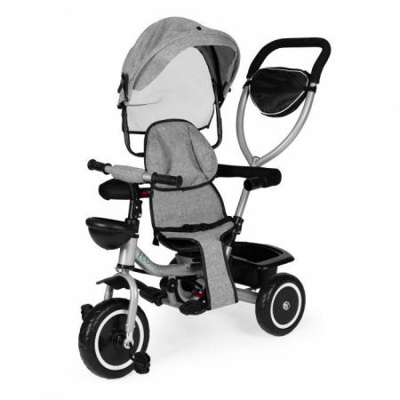 Tricicleta 2 in 1 pentru copii, scaun rotativ 360°, roti din spuma EVA, Ecotoys WQL-066-52 - Gri [6]