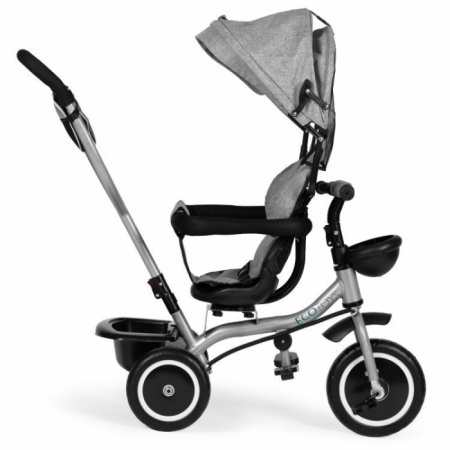 Tricicleta 2 in 1 pentru copii, scaun rotativ 360°, roti din spuma EVA, Ecotoys WQL-066-52 - Gri [5]