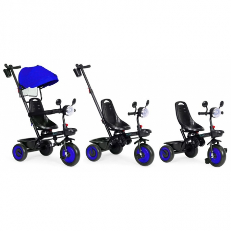 Tricicleta 3 in 1 pentru copii, scaun rotativ 360°, roti din spuma EVA, Ecotoys WQL-066-51 - Albastru [8]