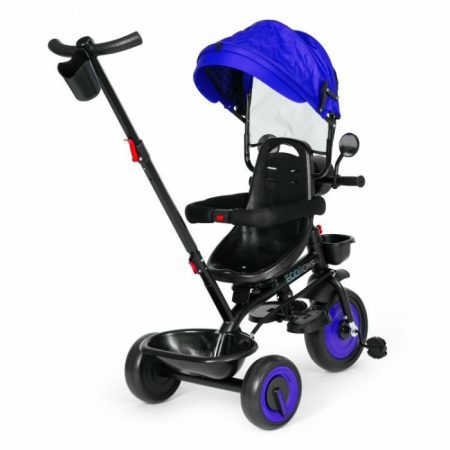 Tricicleta 3 in 1 pentru copii, scaun rotativ 360°, roti din spuma EVA, Ecotoys WQL-066-51 - Albastru [5]