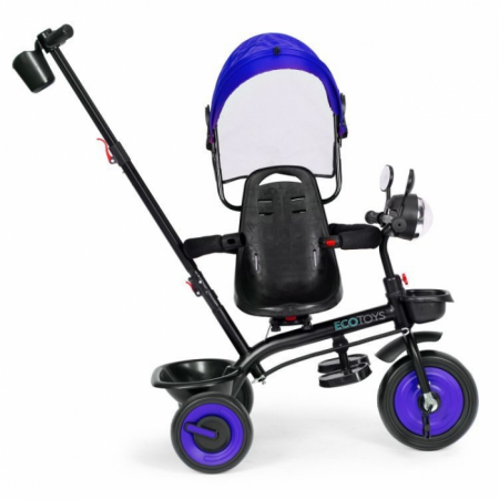 Tricicleta 3 in 1 pentru copii, scaun rotativ 360°, roti din spuma EVA, Ecotoys WQL-066-51 - Albastru [4]