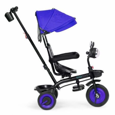 Tricicleta 3 in 1 pentru copii, scaun rotativ 360°, roti din spuma EVA, Ecotoys WQL-066-51 - Albastru [3]
