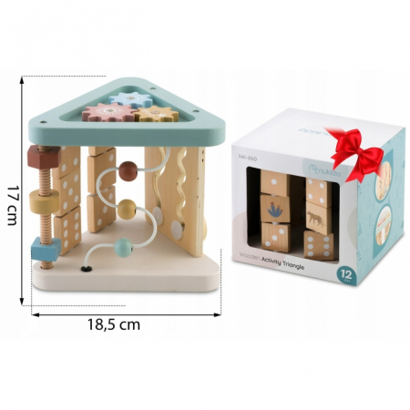 Triunghi educational din lemn cu diverse activitati, 18.5 x 17 cm, Nukido NK-860 [6]
