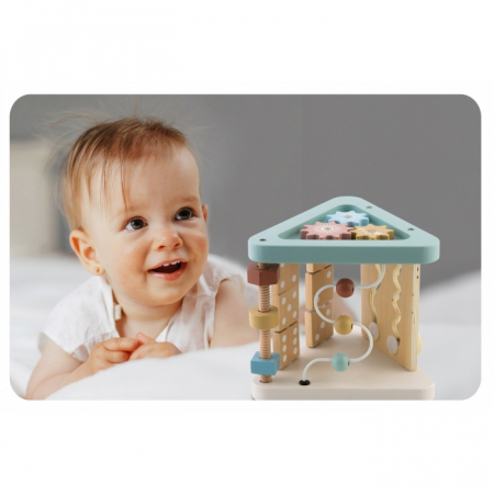 Triunghi educational din lemn cu diverse activitati, 18.5 x 17 cm, Nukido NK-860 [5]