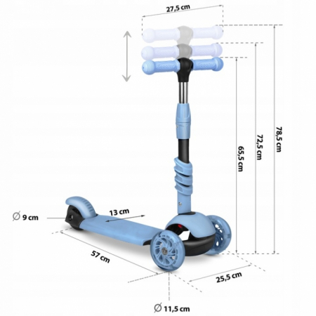 Trotineta 3 in 1 cu roti cu LED Ricokids Todi 765401 - Albastru [9]