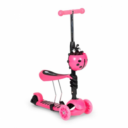 Trotineta 5 in 1 cu sezut si 3 roti cu LED Ecotoys YM-SW-6 - Roz [5]