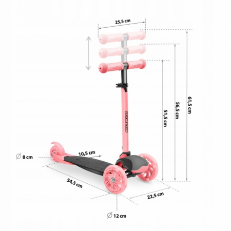 Trotineta cu roti cu LED Ricokids Loco 765108 - Roz cu negru [5]