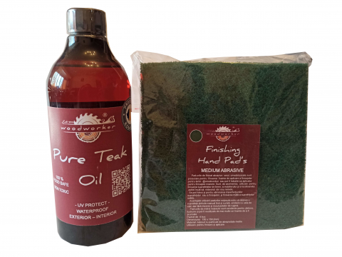 Prep'N'Shine - Prep’N’Shine-Pure Teak Oil & Hand Pad’s Medium Abrasive verde