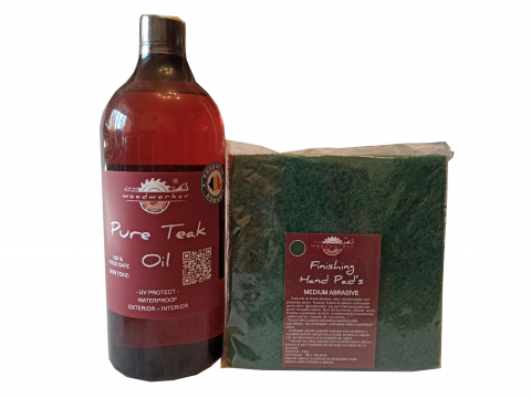 Prep'N'Shine - Prep’N’Shine-Pure Teak Oil &Hand Pad’s Medium Abrasive verde