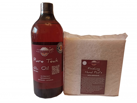 Prep'N'Shine - Prep’N’Shine-Pure Teak Oil & Hand Pad’s Non Abraziv alb