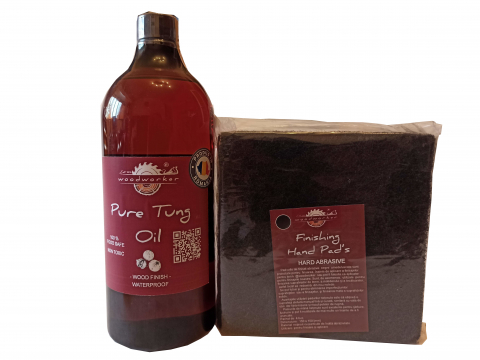 Prep'N'Shine - Prep’N'Shine-Pure Tung Oil & Hand Pad’s Hard Abrasive negru