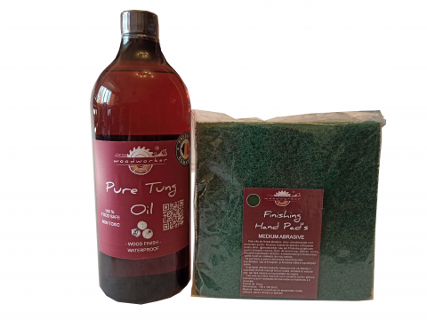 Prep'N'Shine - Prep’N'Shine-Pure Tung Oil & Hand Pad’s Medium Abrasive verde