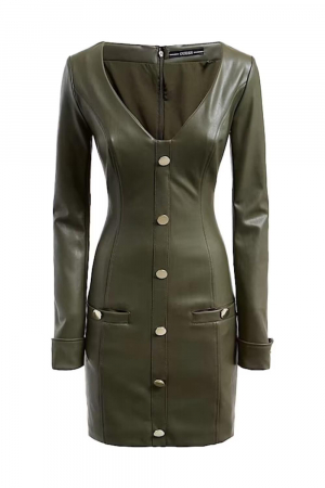 Rochie imitație piele Guess, olive [1]