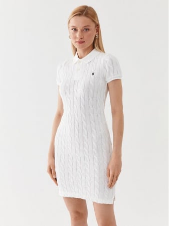 Rochii - Rochie tricot Polo, albă