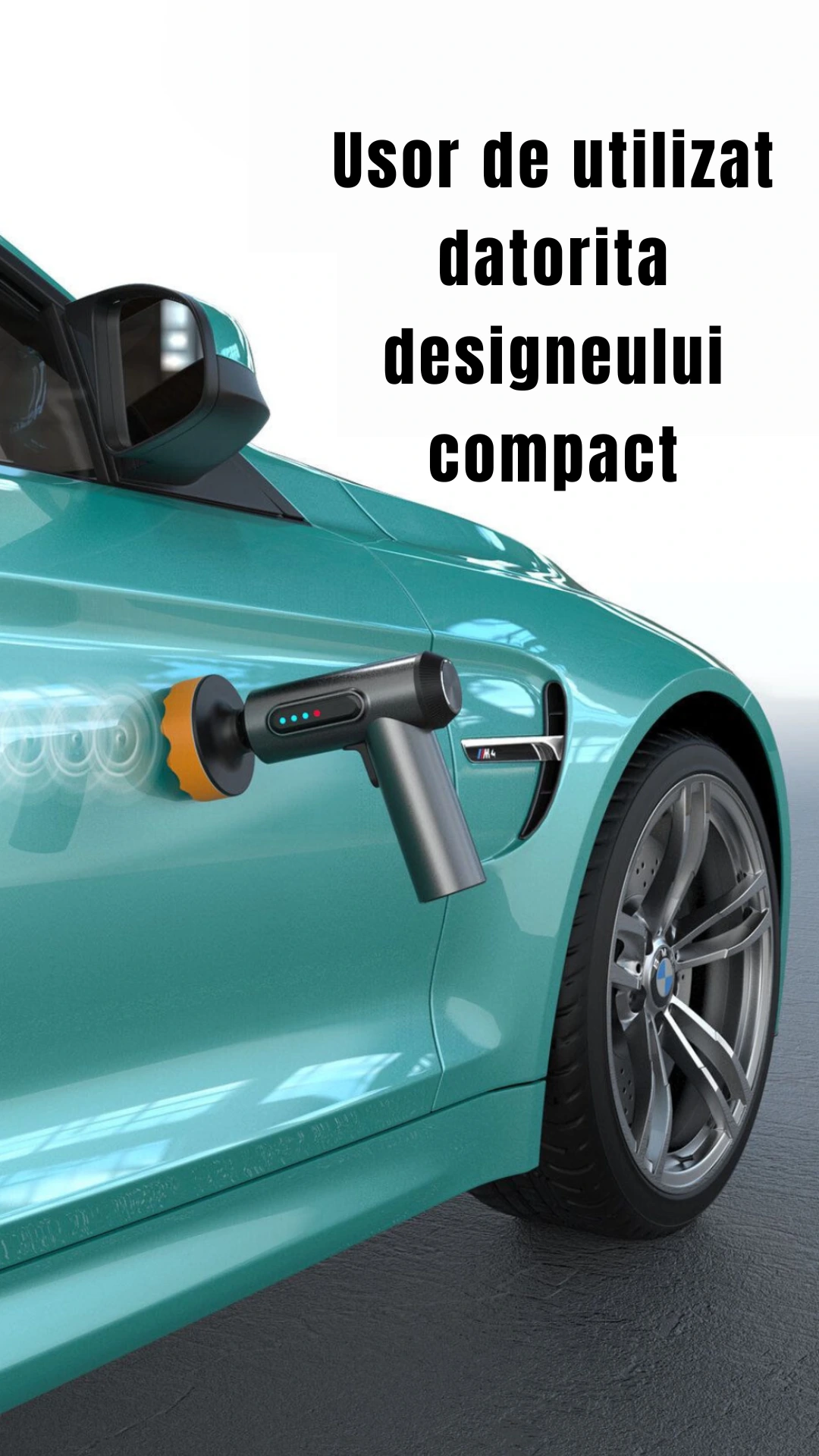Masina de Polisat Auto Portabila, 3 Discuri Polish + 3 Discuri Polish CADOU, Rezistent la uzura, Port de incarcare USB, Sistem de racire cu aer, 1300 RPM, 7.4V, 2x2000mAh, Negru/Gri, WOZARO [7]