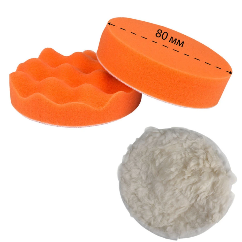 Set 3 Bureti Polish pentru Masina de Polisat Auto Portabila, 1x burete ondulat dur, 1x burete plat semi-dur, 1 xdin lana pentru slefuire-WOZARO [5]