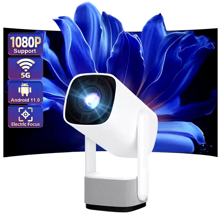 Videoproiector Portabil K2, 1280x720p FullHD, Suport 4K, Android 11, Intrare HDMI-USB-Bluetoouth 5.0, Banda 2.5-5G WIFI-WIFI6, Compatibil Android-iOS, Baterie si Difuzor incorporat, 160 ANSI, Alb - WOZARO [2]
