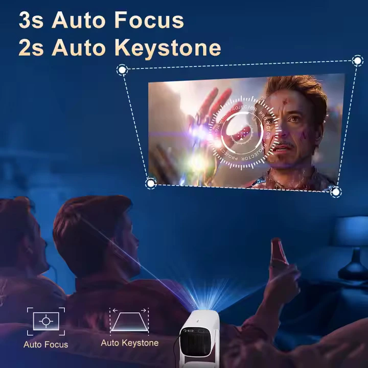 Videoproiector Portabil K2, 1280x720p FullHD, Suport 4K, Android 11, Intrare HDMI-USB-Bluetoouth 5.0, Banda 2.5-5G WIFI-WIFI6, Compatibil Android-iOS, Baterie si Difuzor incorporat, 160 ANSI, Alb - WOZARO [9]
