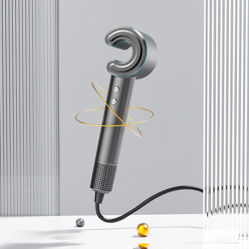 Uscator de Par tip Semiluna, Silentios 59dB, 110.000 RPM, 1800W, 340g, Functie de Ionizare, 3 Viteze de Uscare, 4 Reglaje ale Temperaturii, Protectie impotriva Supra-Incalzirii, Gri-WOZARO [1]