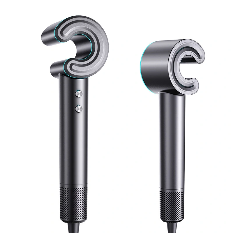 Uscatoare de Par - Uscator de Par tip Semiluna, Silentios 59dB, 110.000 RPM, 1800W, 340g, Functie de Ionizare, 3 Viteze de Uscare, 4 Reglaje ale Temperaturii, Protectie impotriva Supra-Incalzirii, Gri-WOZARO