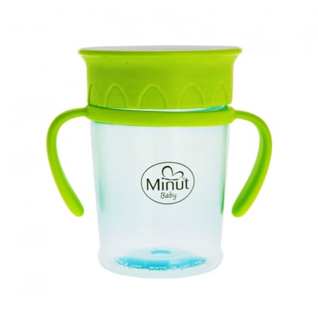 Cani, pahare si accesorii bebe - Cana anticurgere 360° cu manere Minut Baby, 270 ml, 6+