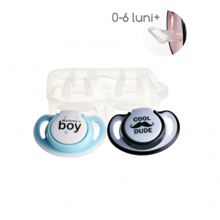 Set 2 suzete ortodontice din silicon + cutie sterilizare Minut Baby, 0+ [1]