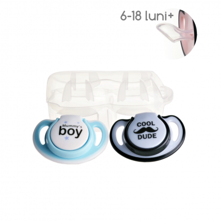 Set 2 suzete ortodontice din silicon + cutie sterilizare Minut Baby, 6-18+ [1]