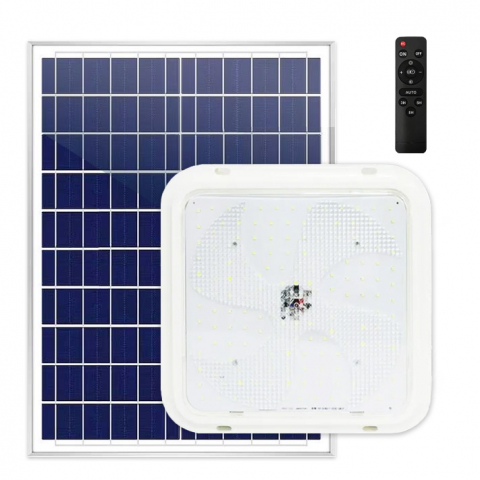 LUMINA FOTOVOLTAICA SI EOLIANA - Aplică LED 200W cu Panou Solar, Interior/Exterior, Plafonieră Patrată, Lumină Rece/Caldă, Austrian Solar