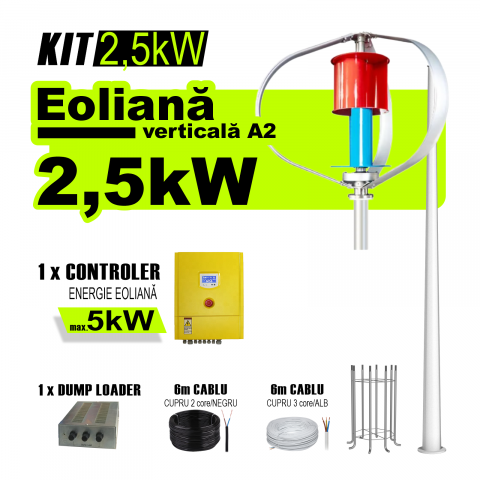 KIT TURBINA EOLIANA - Turbina eoliana rezidentiala Verticala de 2,5kW A2 2500W
