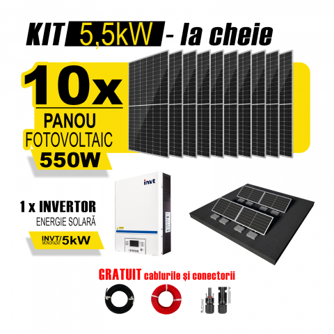 Kit Complet Sistem Fotovoltaic 5kWh Austrian Solar Monofazat, Invertor Off-Grid ,Panouri Fotovoltaice 550W (Optiune Montaj + dosar prosumator) [0]