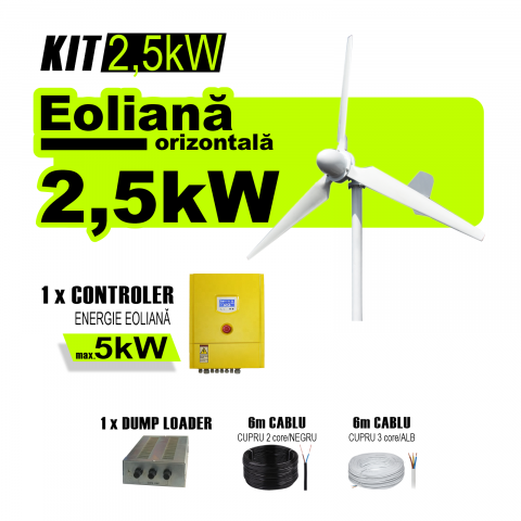 KIT TURBINA EOLIANA - Turbina eoliana rezidentiala Orizontala de 2,5kW 2500W