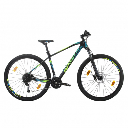 Mountain Bike - Bicicleta MTB Sprint Apolon 29 Negru Mat/Cyan/Verde Neon