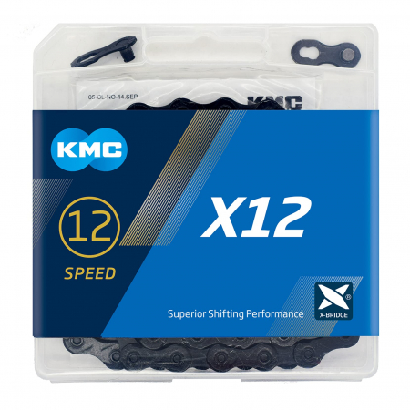 Transmisie - Lant KMC X12 Black Tech 12 Viteze 126 Zale NEGRU