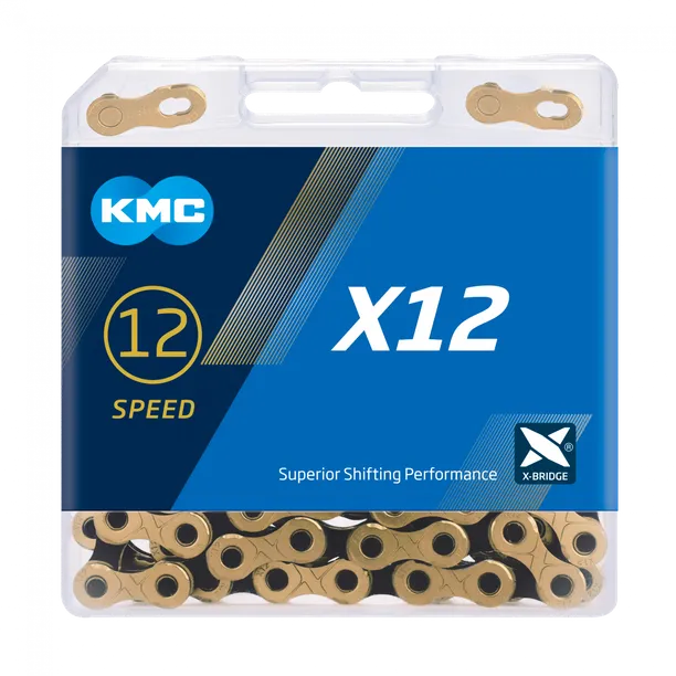 Transmisie - Lant KMC X12 Ti-N Gold/Black 12 Viteze 126 Zale