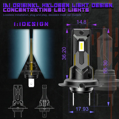 Set 2 becuri LED H7 X-Ultra Mini 6500K [3]