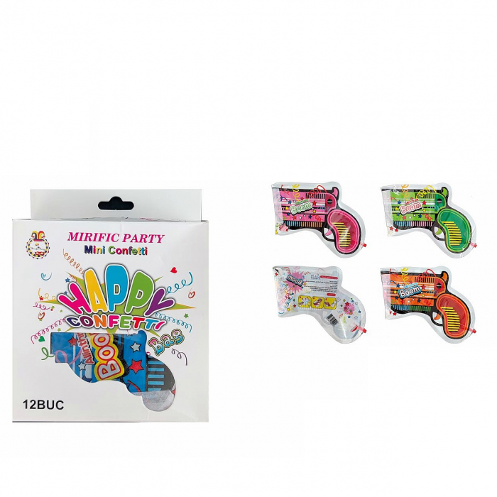 Set 12 baloane din folie cu confetti, design pistol 14 x 17 cm LP3574 [3]