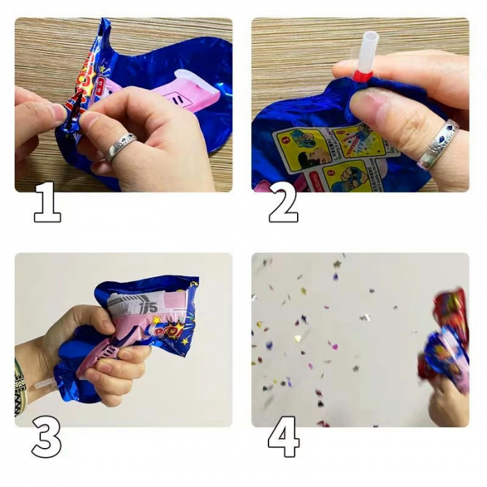 Set 12 baloane din folie cu confetti, design pistol 14 x 17 cm LP3574 [6]