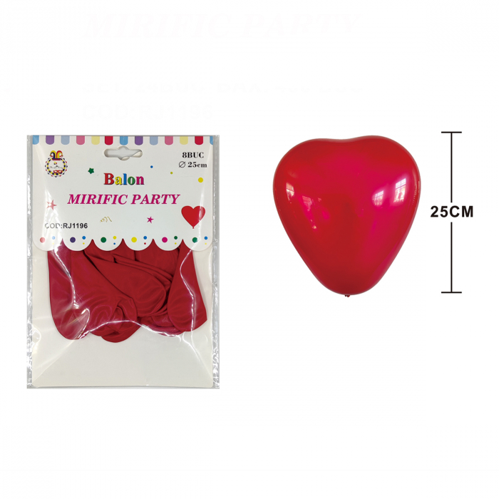 Set 8 baloane din latex in forma de inima 25 cm RJ1196 [2]