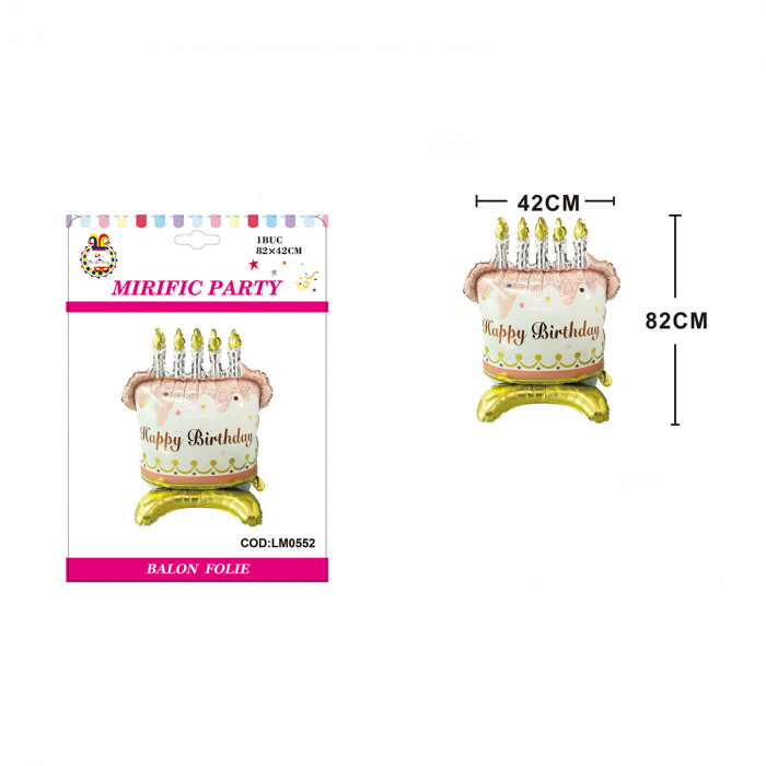 Balon din folie de aluminiu figurina tort ' Happy Birthday ' 85 x 45 cm LM0552 [2]