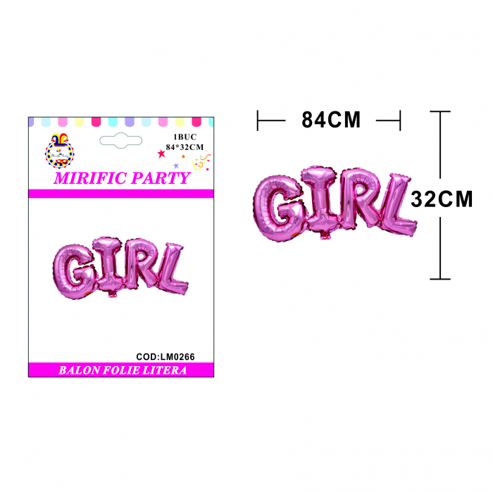 Balon din folie de aluminiu ' Girl ' 220266-R 80 x 30 cm [2]