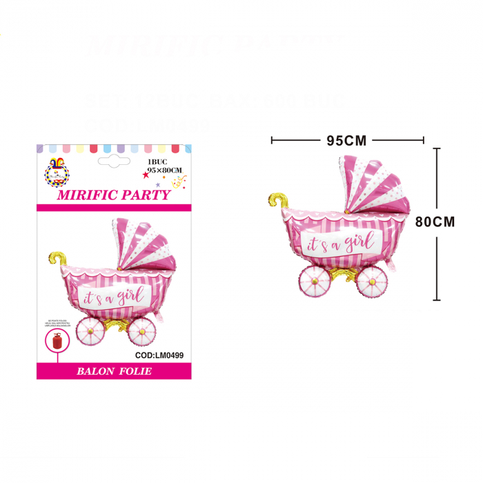 Balon din folie de aluminiu in forma de carucior ' It's a girl ' LM0499 [2]