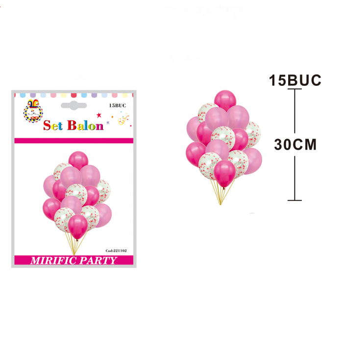 Set 15 baloane din latex cu confetti 30 cm 221102 [2]