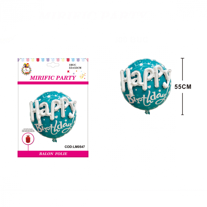 Balon rotund din folie de aluminiu ' Happy Birthday ' 55 cm LM0547 [2]