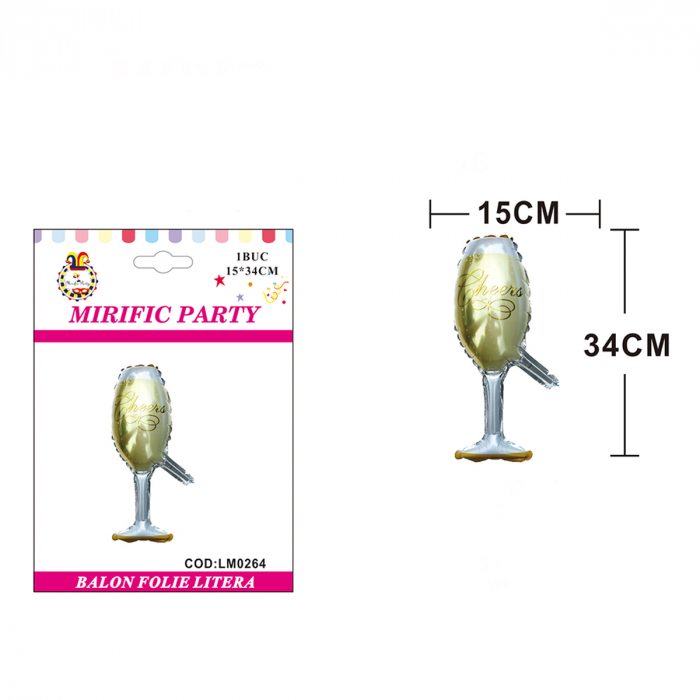 Balon din folie de aluminiu ' Pahar de sampanie ' 220264 15 x 34 cm [2]